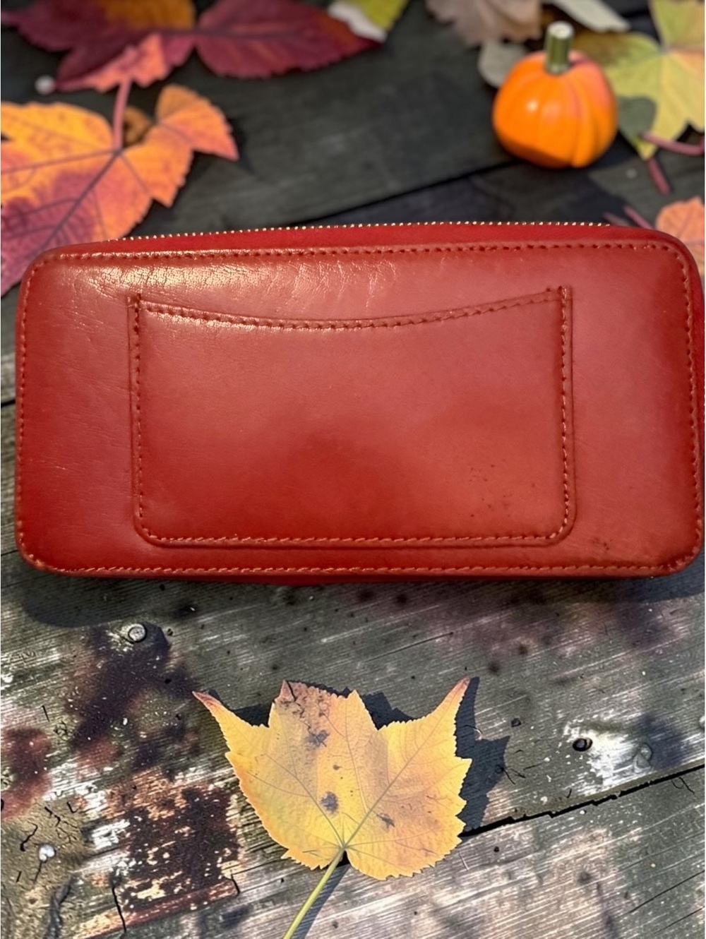 HOBO International Red Leather Zip-Around Continental Wallet
